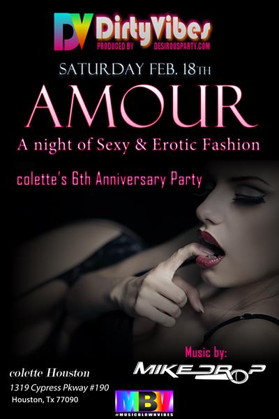 Sat, Feb 18, 2023 Amour- colette Houston 6th Anniversary Party at colette Houston Houston Texas